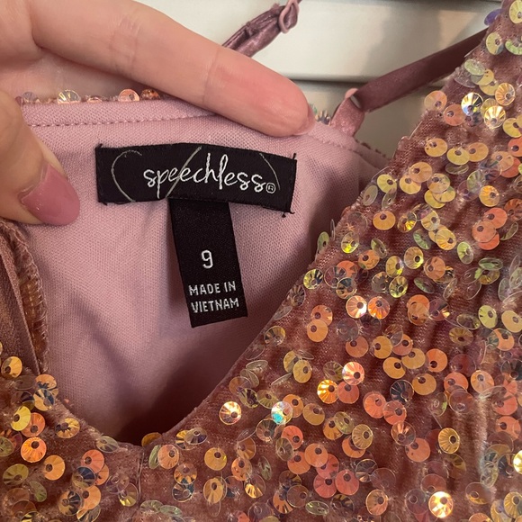 Mauve/Pink Sequin & Velvet Floor-Length Gown - Picture 10 of 11